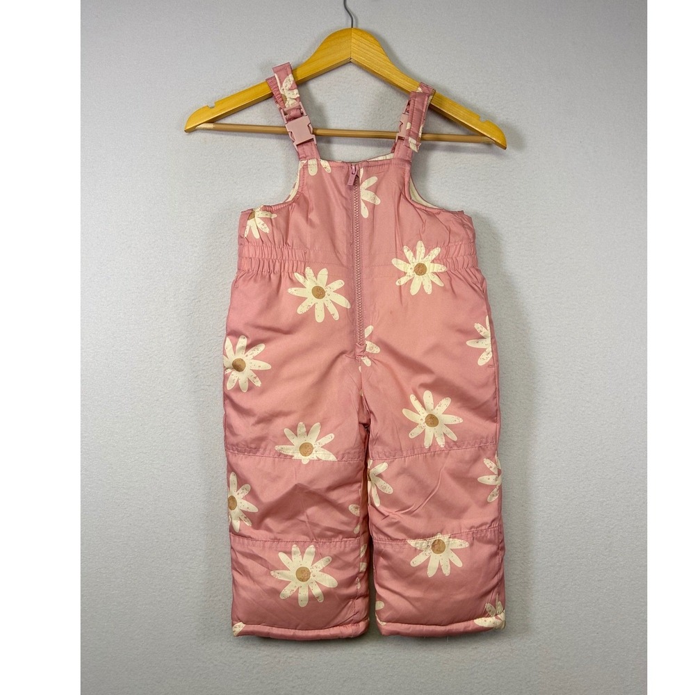 Floral Outdoor Carter's Kids 2T Pink Daisy Print Insulated Snow Bib‎ Overalls